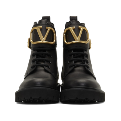 Shop Valentino Vlogo Combat Boots In 0no Black