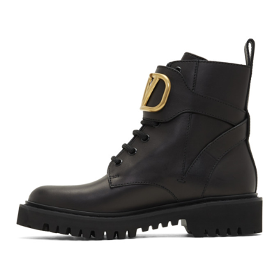 Shop Valentino Vlogo Combat Boots In 0no Black