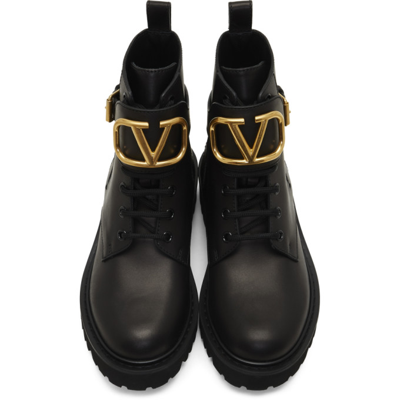 Shop Valentino Vlogo Combat Boots In 0no Black