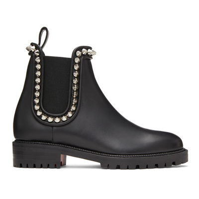 Shop Christian Louboutin Black Capahutta Flat Boots In Bk65 Blk/si