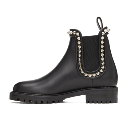 Shop Christian Louboutin Black Capahutta Flat Boots In Bk65 Blk/si