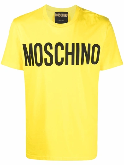 Shop Moschino T-shirt With Logo In Yellow & Orange