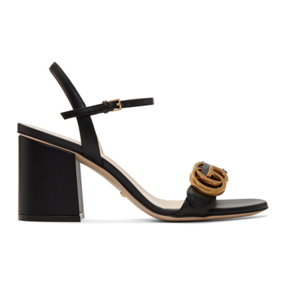 Shop Gucci Black Gg Marmont Heeled Sandals In 1000 Nero