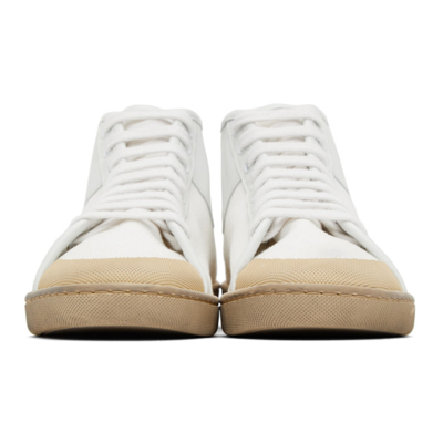 Shop Saint Laurent Off-white Classic Canvas Sneakers In 9241 Off White/bla