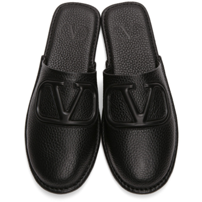 Shop Valentino Black Vlogo Slippers In 0no Black