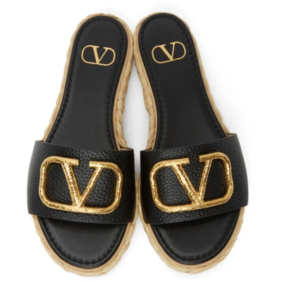 VALENTINO GARAVANI 黑色 VALENTINO GARAVANI 系列 VLOGO 草编鞋