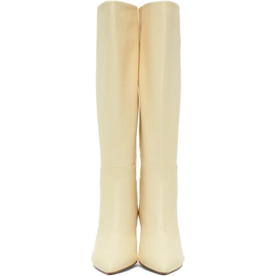 Shop Jil Sander Off-white Pointy Toe Heeled Tall Boots In 280 Vanilla