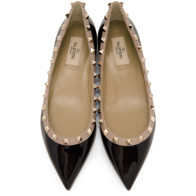 Valentino Garavani Rockstud Patent Leather Ballet Flats In Animal Print