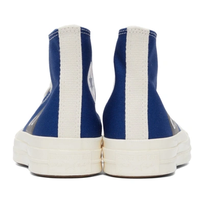 Shop Comme Des Garçons Play Blue Converse Edition Half Heart Chuck 70 High Sneakers