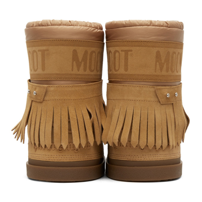 Shop Moncler Genius 8 Moncler Palm Angels Brown Suede Moon Boots In 236 Camel