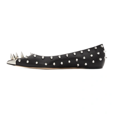 Shop Alexander Mcqueen Black Punk Stud Ballerina Flats In 1081 Blk/sil