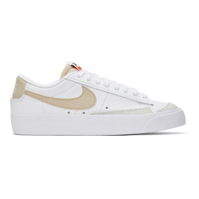 Shop Nike White & Beige Blazer Low 77 Sneakers In White/rattan-pale Co