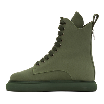 Shop Attico Green Canvas Selene Ankle Boots In 081 Military Green
