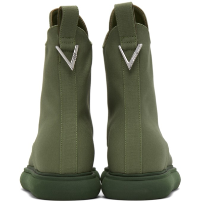 Shop Attico Green Canvas Selene Ankle Boots In 081 Military Green