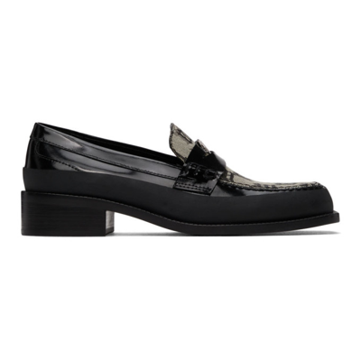 Shop Misbhv Black & Khaki Jacquard 'the Brutalist' Loafers In Black Jacquard