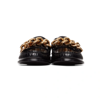 Shop Versace Black Leather Medusa Chain Loafers In Kvo41 Black