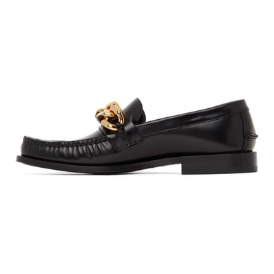 Shop Versace Black Leather Medusa Chain Loafers In Kvo41 Black