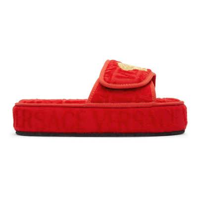 Shop Versace Red Medusa Sandal Slippers In Z4003 Rosso