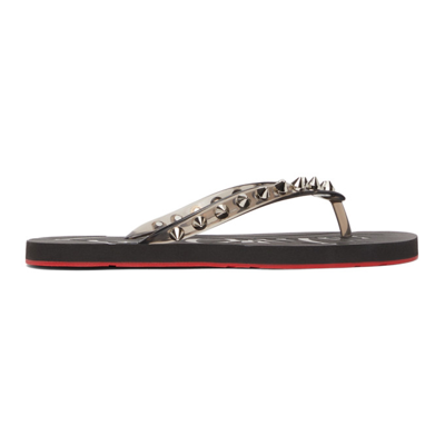 Shop Christian Louboutin Loubi Flip Spikes Donna Flat Sandals In 3081 Smoke/black