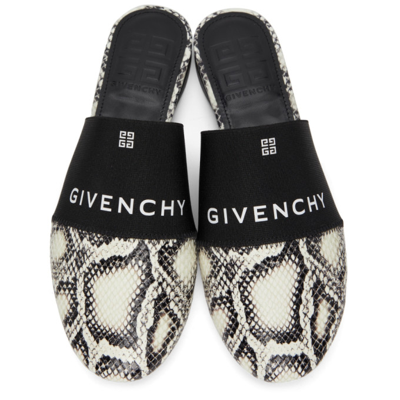 Shop Givenchy Off-white & Black Python Bedford Mules In 099 Stone Grey