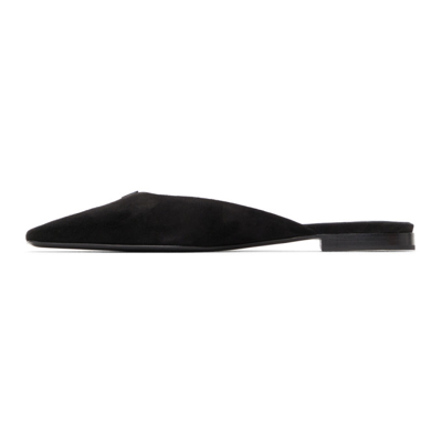 Shop Totême Suede Flat Mules In 200 Black