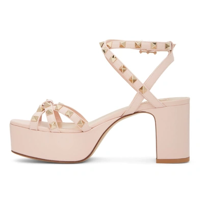 Shop Valentino Pink Rockstud Platform Sandals In 16q Rsquartz