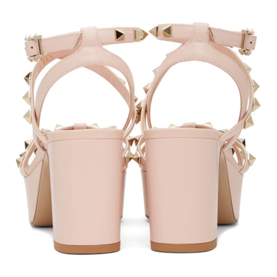Shop Valentino Pink Rockstud Platform Sandals In 16q Rsquartz