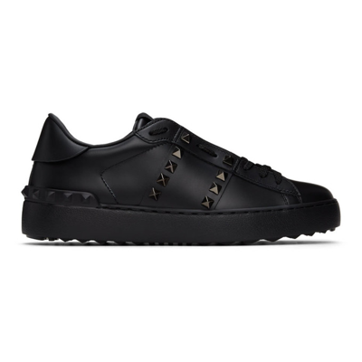 Shop Valentino Black Rockstud Untitled Open Sneakers In 0no Black