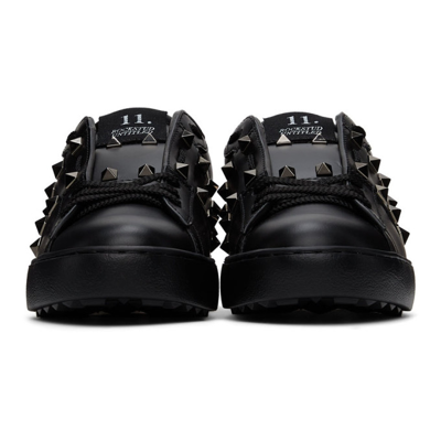 Shop Valentino Black Rockstud Untitled Open Sneakers In 0no Black