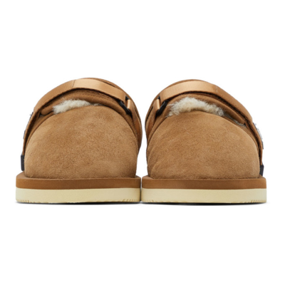 Shop Suicoke Brown Shearling Zavo-m2ab Sandals