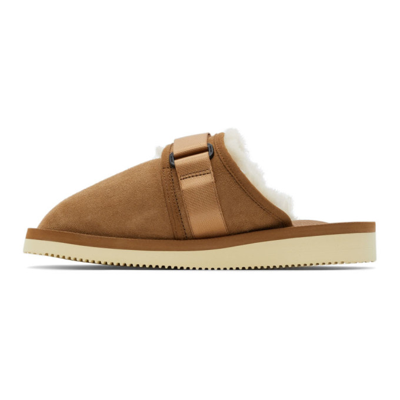 Shop Suicoke Brown Shearling Zavo-m2ab Sandals