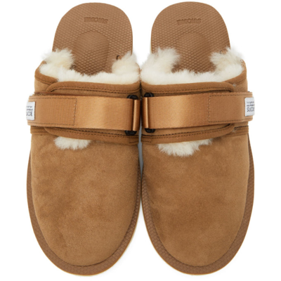 Shop Suicoke Brown Shearling Zavo-m2ab Sandals