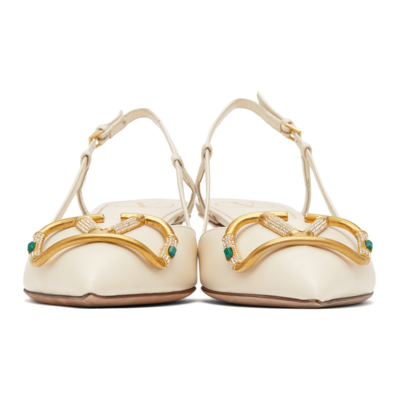 Shop Valentino White Vlogo Cabochon Slingback Heels In I16 Light Ivory
