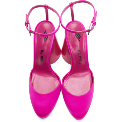 Shop Attico Pink Satin Luz Slingback Heels In 008 Fuchsia