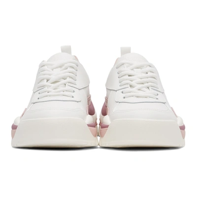 Shop Valentino White & Pink Vlogo Gumboy Low Sneakers In 0nl White/rose Quart