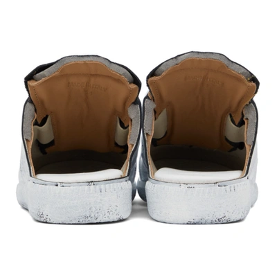 Shop Maison Margiela Black & White Painted Replica Slip-on Sneakers In H8680 Black/glossy W