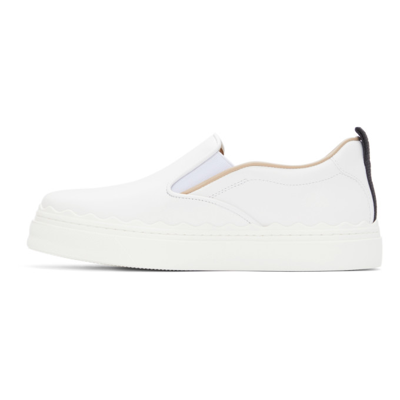 Shop Chloé White Lauren Slip-on Sneakers In 101 White