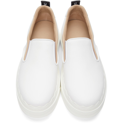 Shop Chloé White Lauren Slip-on Sneakers In 101 White