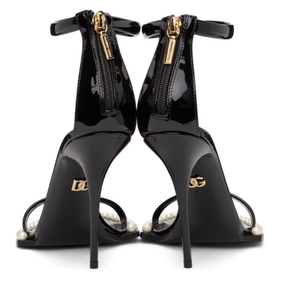 Shop Dolce & Gabbana Black Pearl Keira Heeled Sandals In 80999 Nero