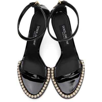 Shop Dolce & Gabbana Black Pearl Keira Heeled Sandals In 80999 Nero