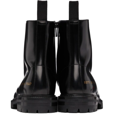 Common Projects Standard Lug Sole Combat Boot In 7547 Black