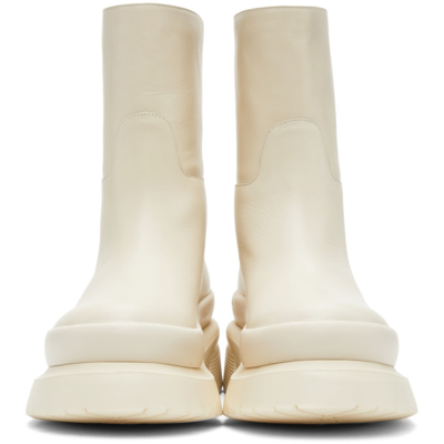 Shop Valentino Off-white Roman Stud Ankle Boots In I16 Light Ivory