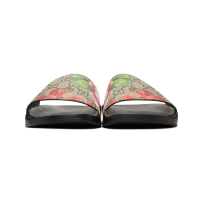 Shop Gucci Multicolor Gg Flora Slides In 8919 B.ebony Multico