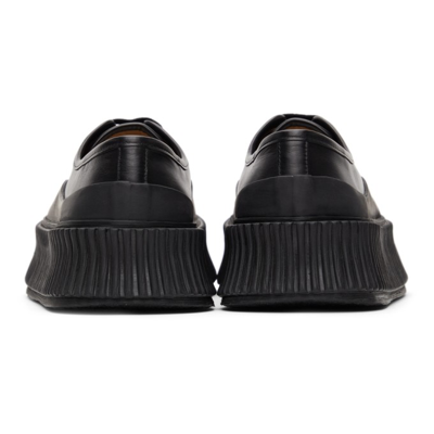 Shop Jil Sander Leather Platform Sneakers In 001 Dark Black