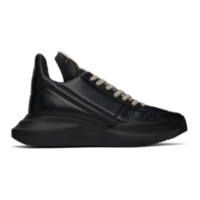 Shop Rick Owens Geth Runner Sneakers In 999 All Black