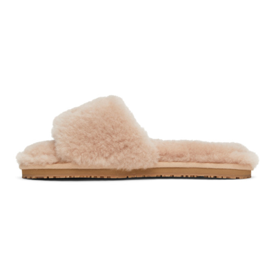 Shop Mou Pink Shearling Sandals In Robe Rsbge
