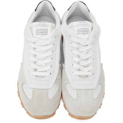 Shop Maison Margiela White Retro Runner Sneakers In H8564 White / Off- W