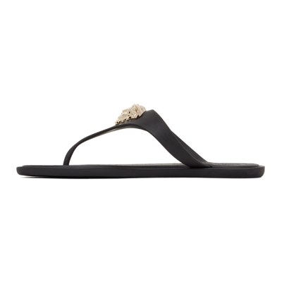 Shop Versace Black Medusa Palazzo Thong Sandals In D41oc Black