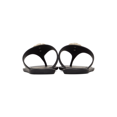 Shop Versace Black Medusa Palazzo Thong Sandals In D41oc Black