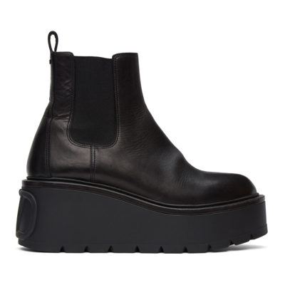 Shop Valentino Leather Vlogo Uniqueform Platform Boots In 0no Black